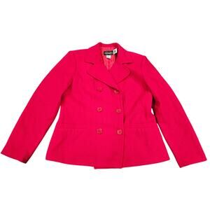 Vintage Requirements Red Wool Double Breasted Blazer Jacket Sz 10 Lined Holiday
